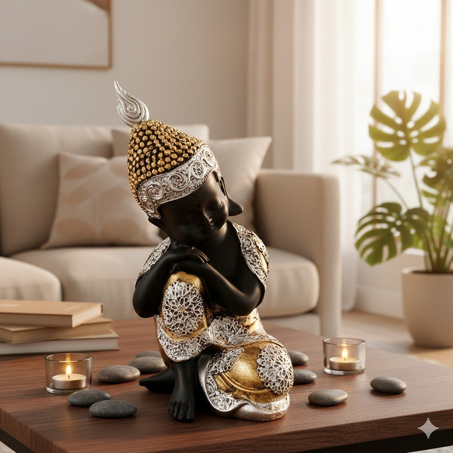 Buddha Statues | Lord Gautam Buddha Sitting Pose Idol Showpiece - For Living room, Home, Table, Shelf, Office Décor | Housewarming & Birthday Gift - 10 Inch - Apkamart