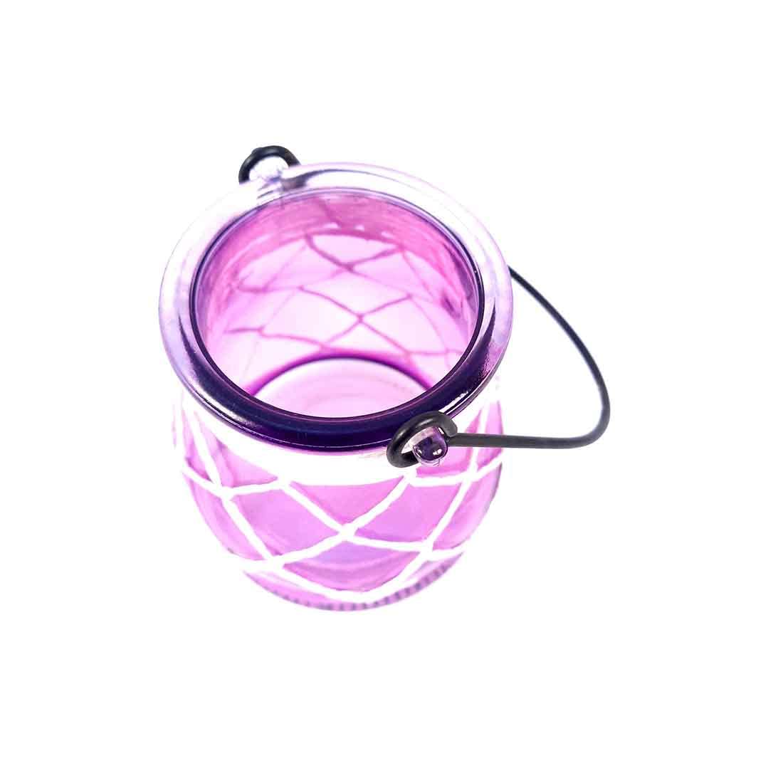 Handcrafted Glass Candle Holder with Net for Table Decor & Gifts - 8 Inch - Apkamart