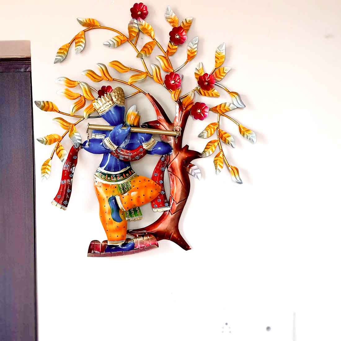 Krishna Wall Hanging | Krishna Playing Flute Wall Art - For Living Room, Wall & Home Decor & Gifts -25 Inch - Apkamart