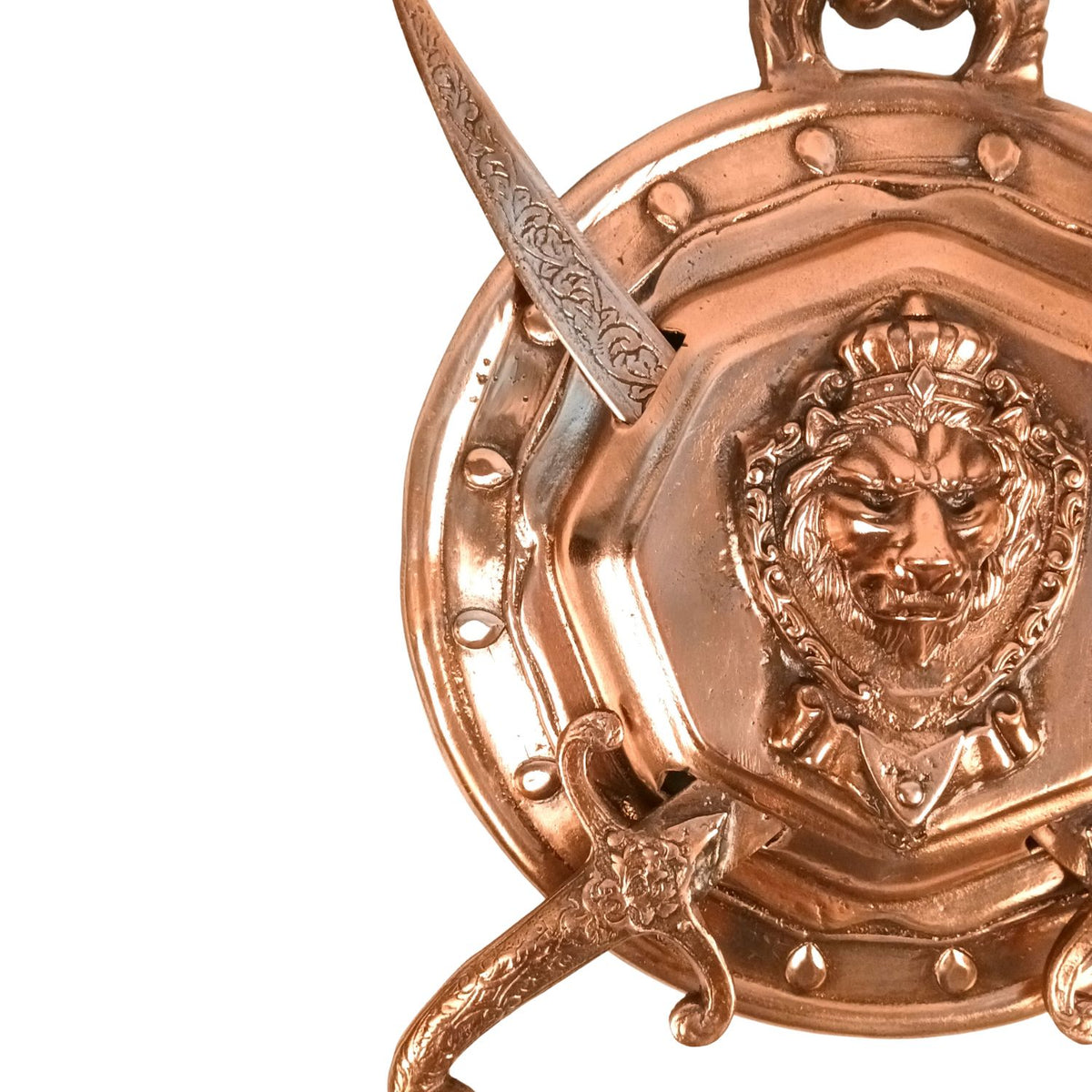 Round Lion Face Dhal Talwar Sword & Shield Wall Decor – 13 Inch