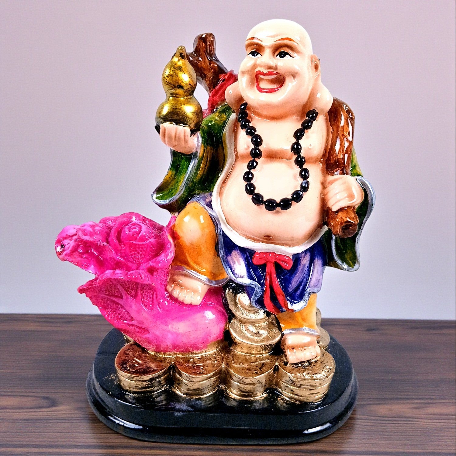 Buddha Showpiece with Rustic Look | Feng Shui Decor - For Good Luck, Home, Table, Office Decor & Gift - 6 Inch - Apkamart