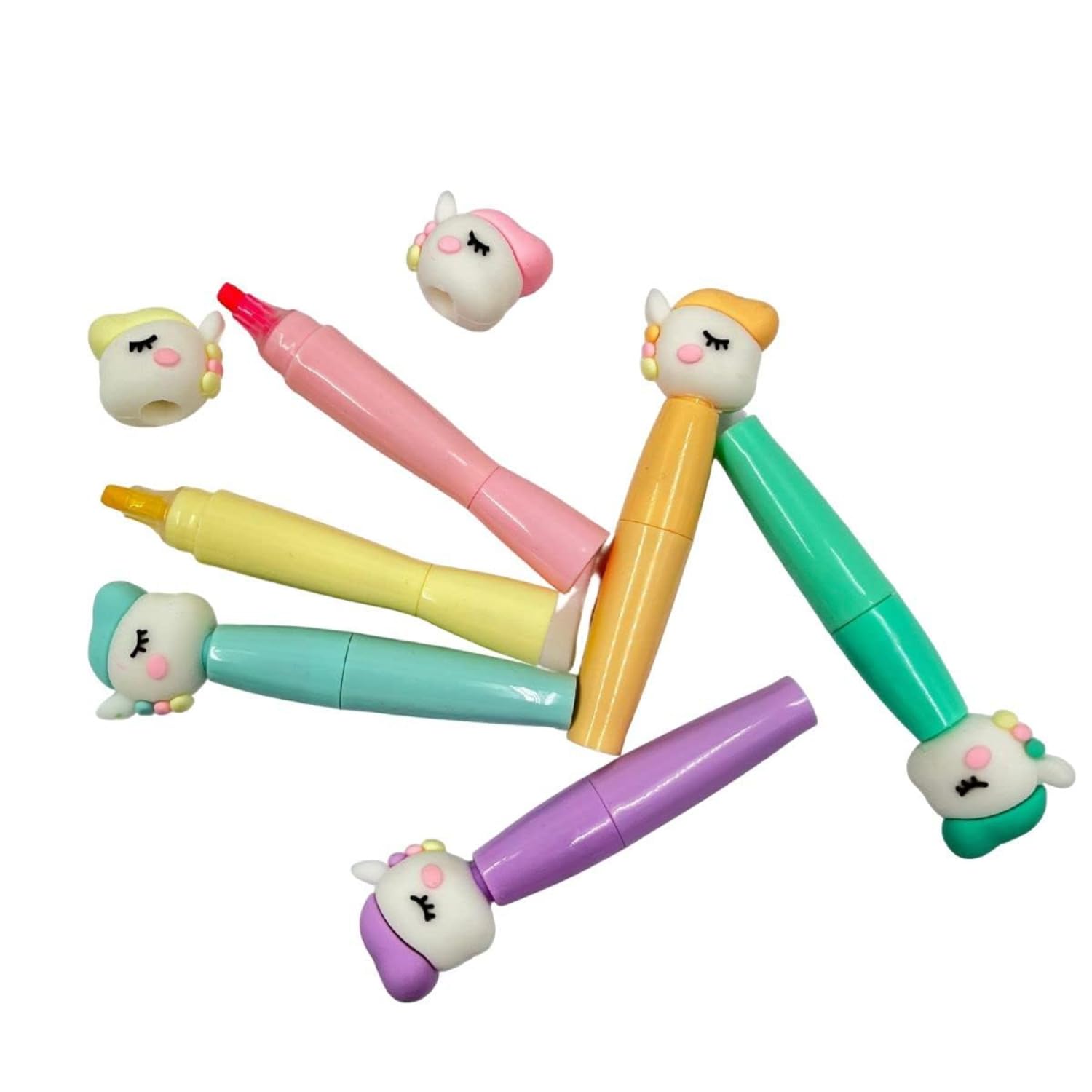 Unicorn Design Mini Highlighters for kids | Marker Pen in Pen Design - For Kids Study, School & Birthday Return Gift (Pack of 3)