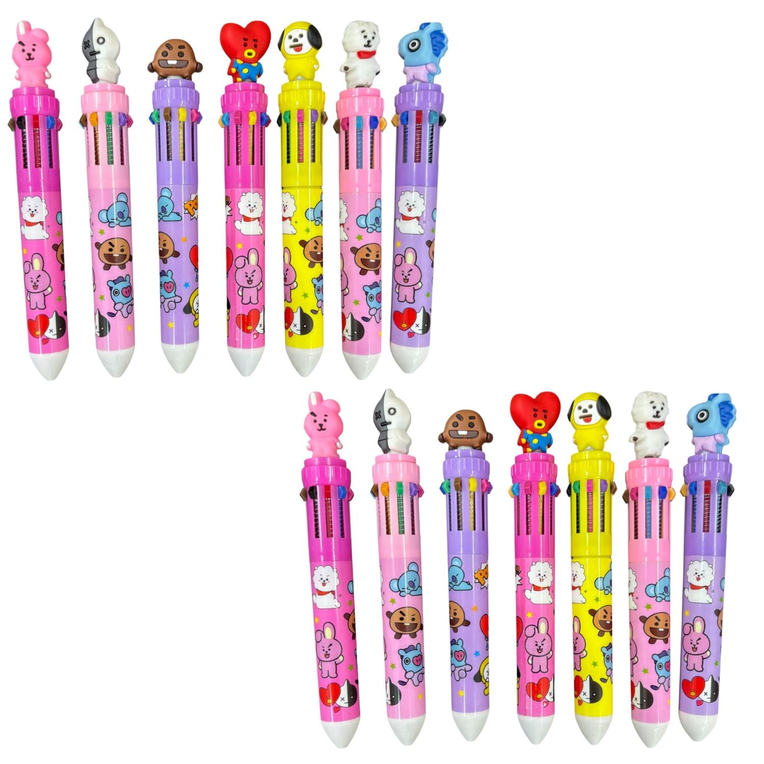Cool & Stylish 10-in-1 Multi Color Ballpoint pen - for Kids | Animal & Heart design on top |design ballpoint pen, creative pen | Best for Gift & Return Gift - Pack of 2 - Apkamart #Style_Pack Of 12