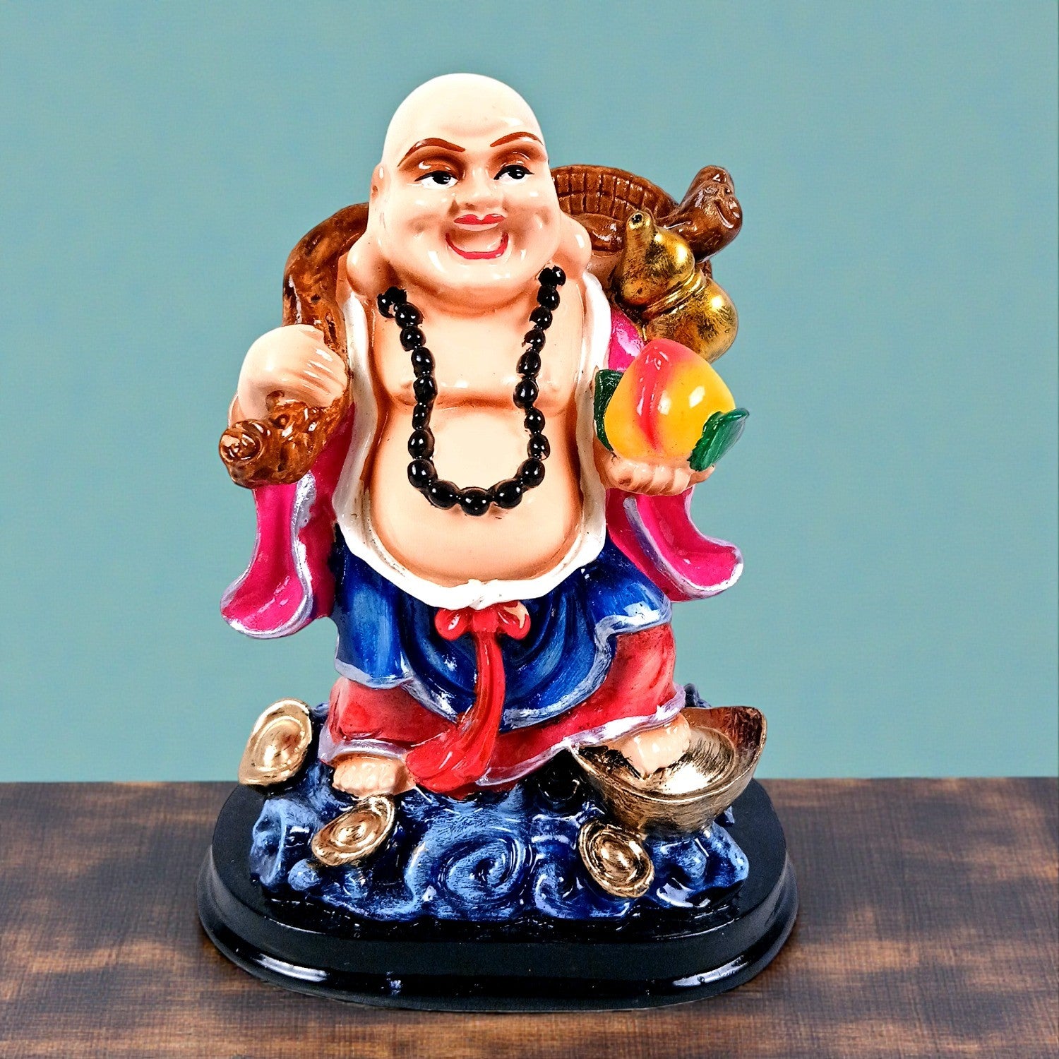  Buddhha Showpiece with Rustic Look | Feng Shui Decor - For Good Luck, Home, Table, Office Decor & Gift - 6 Inch - Apkamart