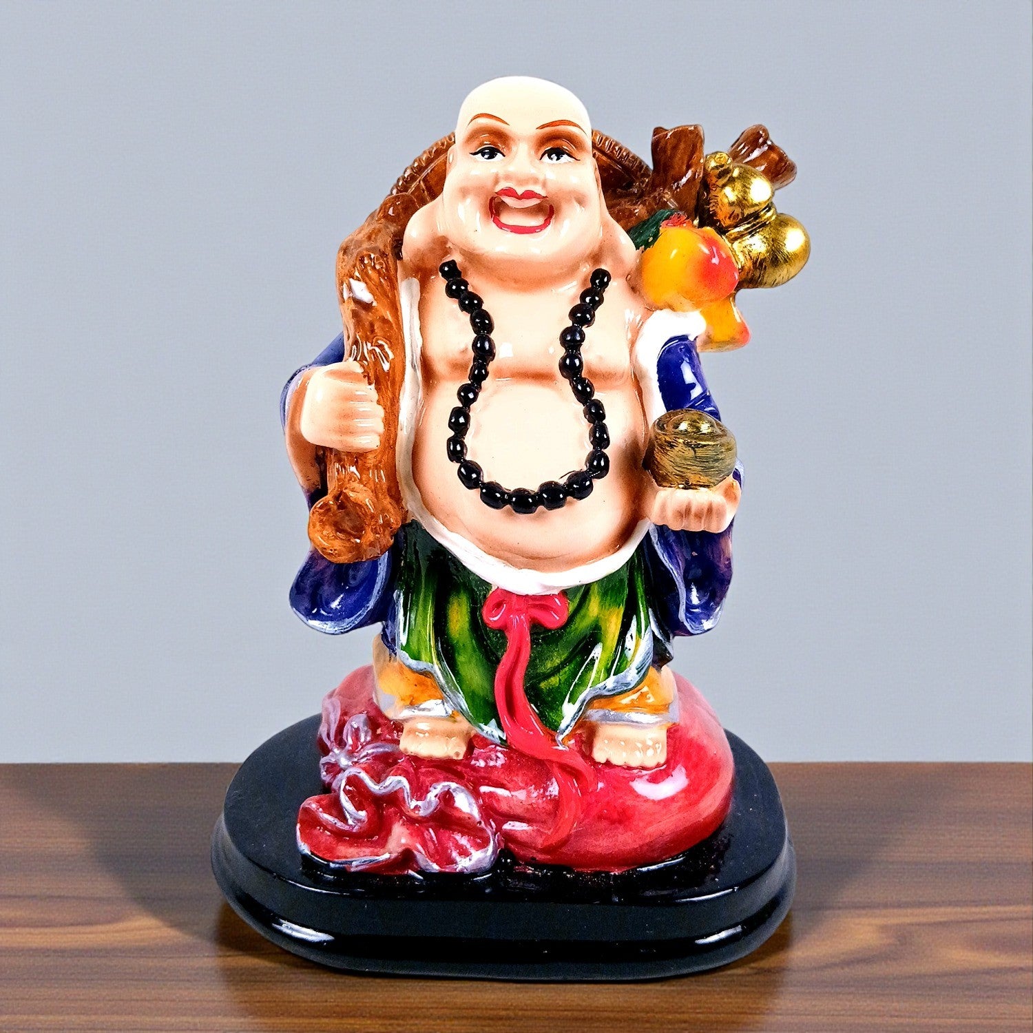 Buddha Showpiece with Rustic Look | Feng Shui Decor - For Good Luck, Home, Table, Office Decor & Gift- Fo Health Wealth And Prodperirty - 6 Inch - Apkamart