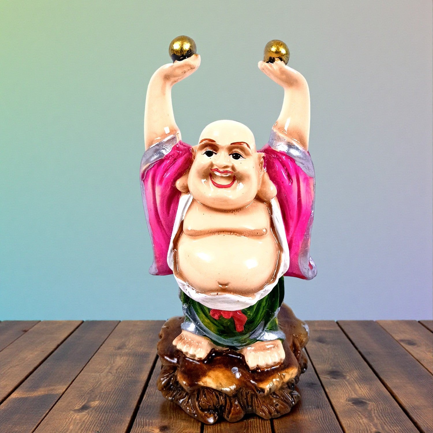  Laughing Buddha Statue | Monk Showpiece with Money Bag for Wealth | Good Luck, Victory, Success and Prosperity - For Home, Table & Office Decor & Gift - 5 Inch - Apkamart