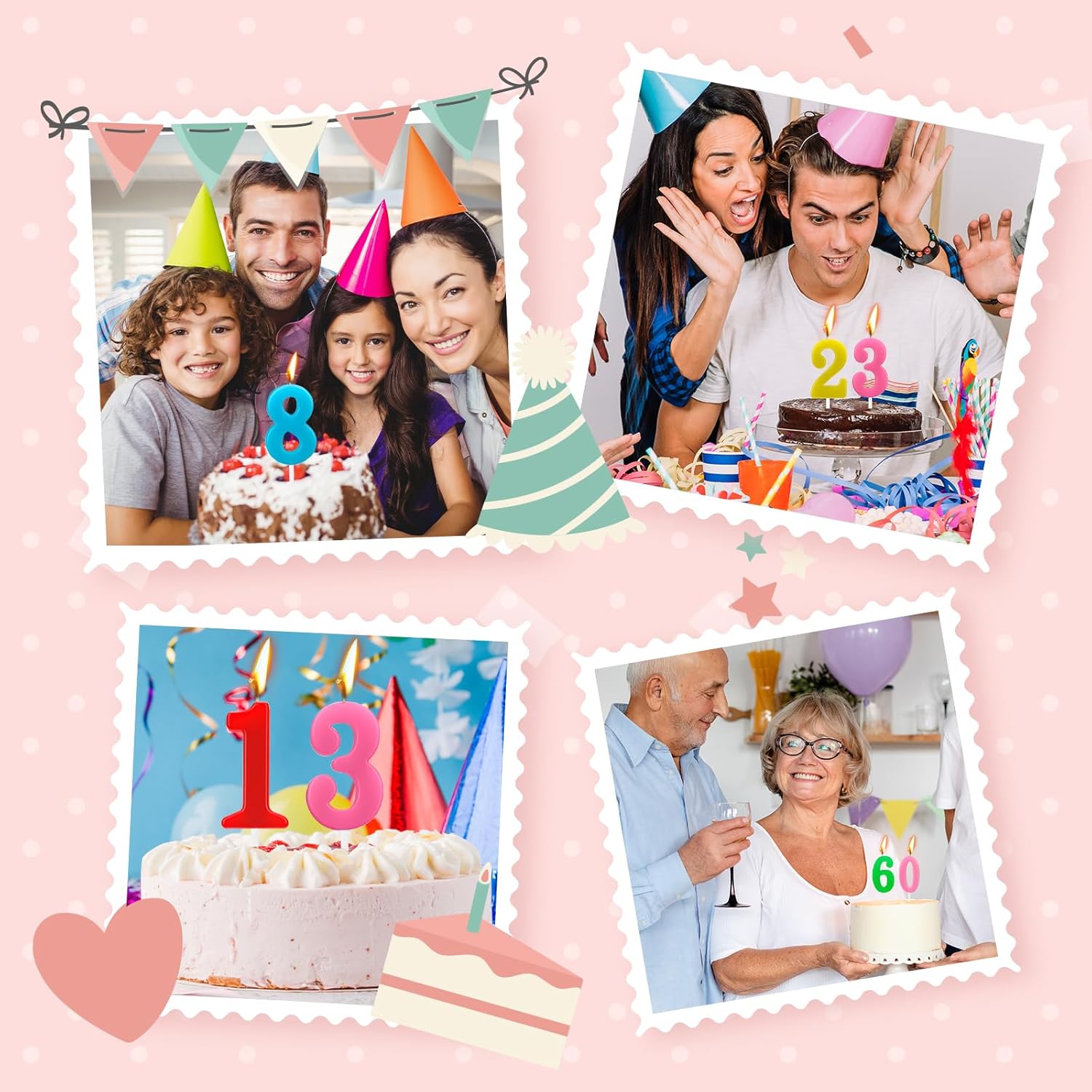 Birthday Number Candle for Cake Decoration | Numerical Birthday Candle for Kids & Adults | Happy Birthday Cake Candle for Home Parties, School Events - (Pack Of 2) - Apkamart #Style_No 4