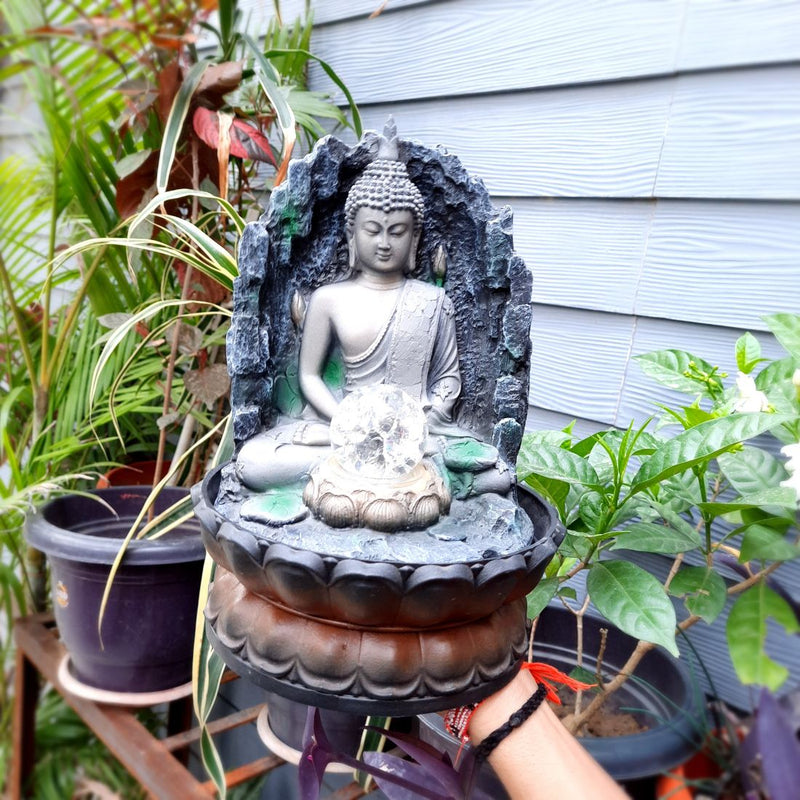 Indoor Water Fountain - Buddha Design - For Vastu & Home Decor - 11 Inch - Apkamart