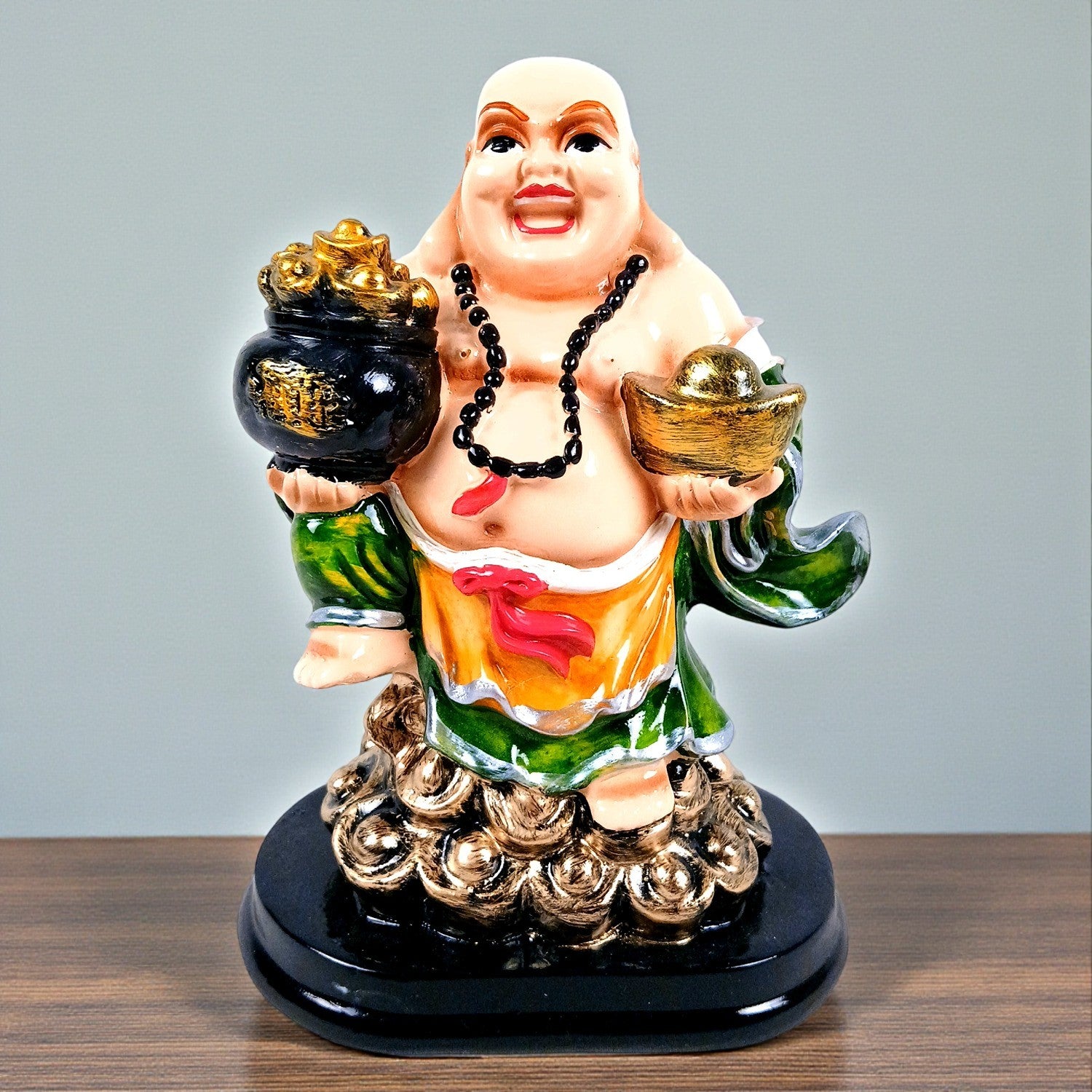 Buddha Showpiece with Rustic Look | Feng Shui Decor - For Good Luck, Home, Table, Office Decor & Gift - 7 Inch - Apkamart