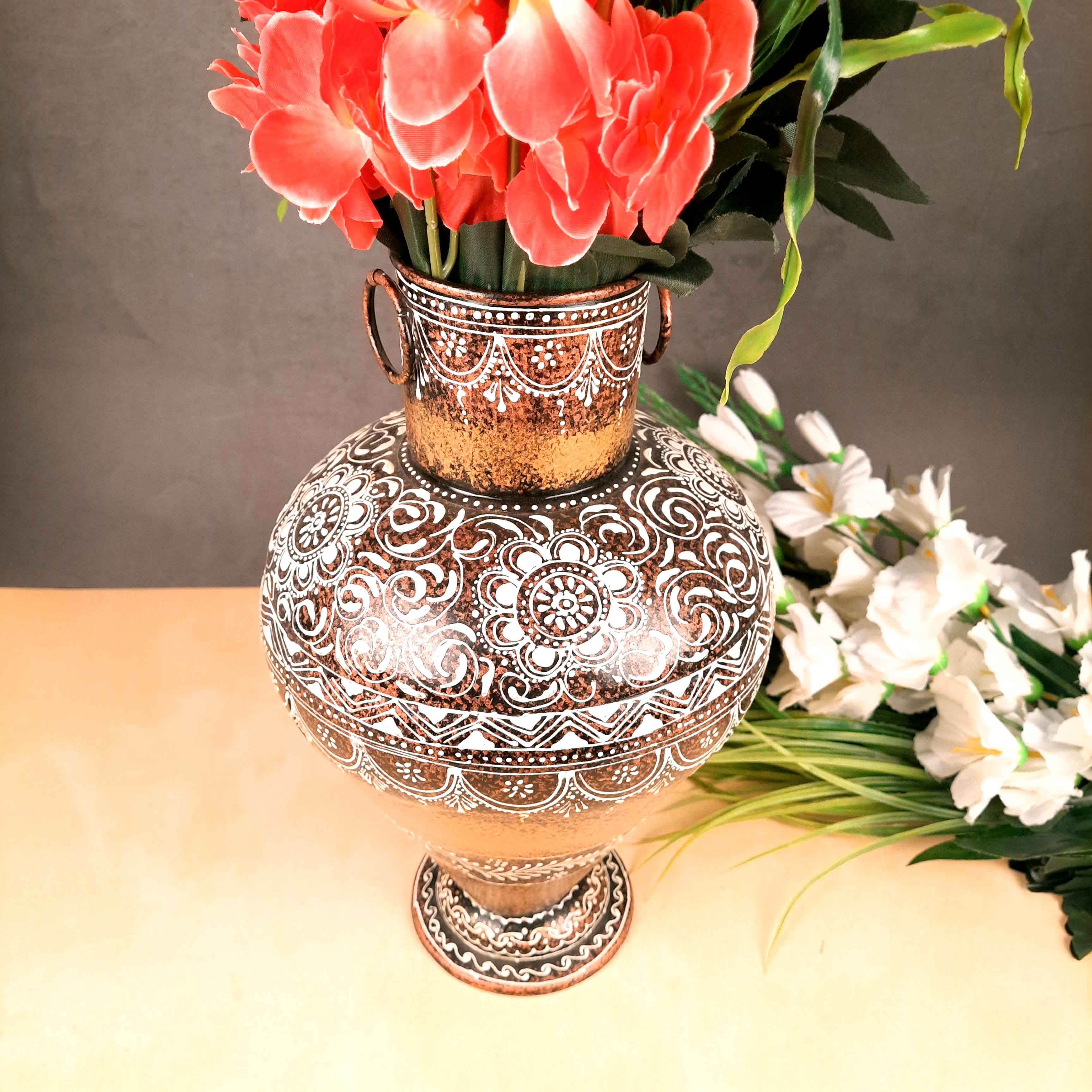 Big Flower Vase | Decorative Vase For Corners & Entrance - For Living Room & Home Decor - 14 Inch - Apkamart