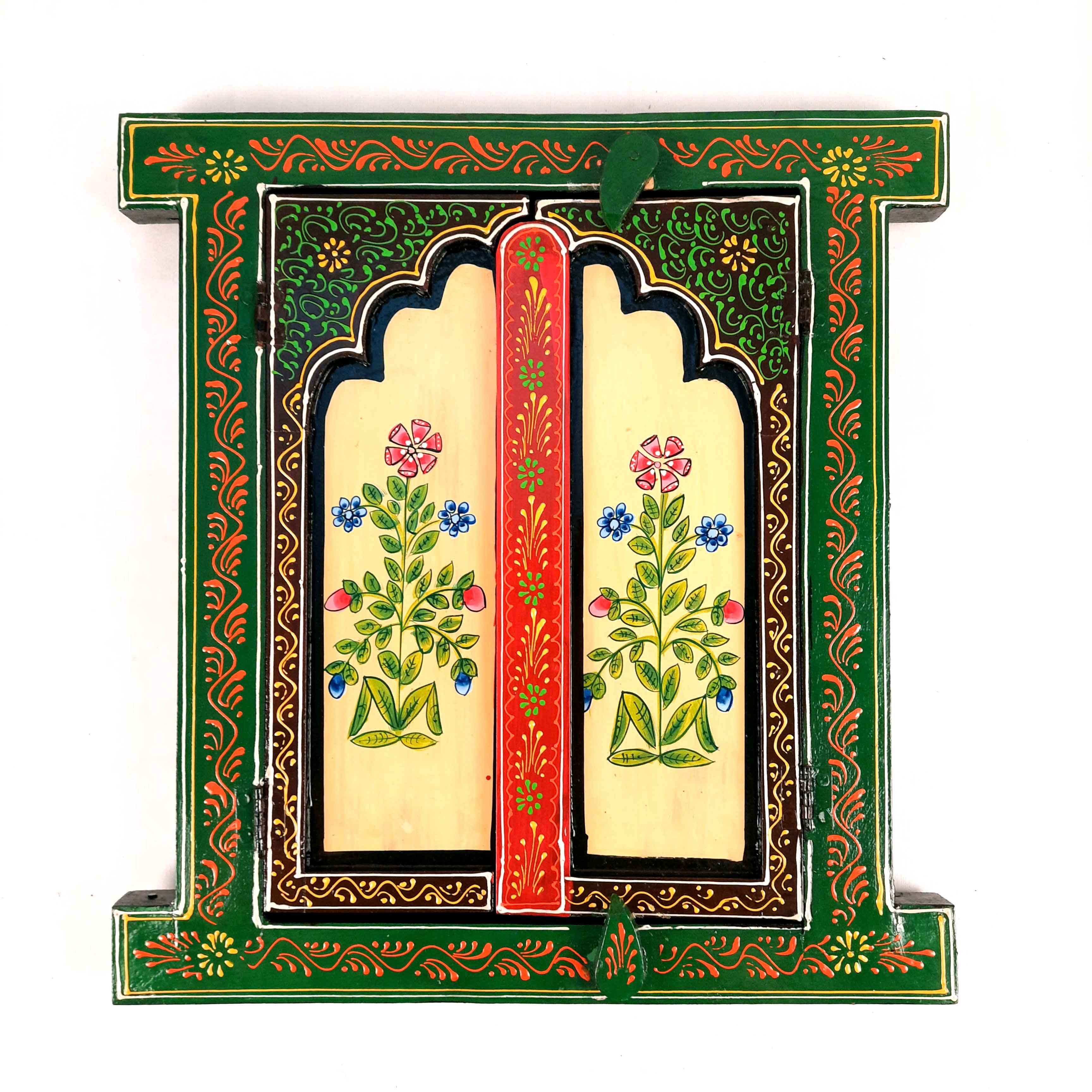 Wooden Window Jharokha Wall Decor - For Home Decor, Living Room & Gifts - 15 Inch - Apkamart