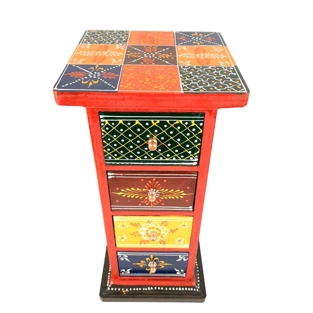 Jewellery Box | Decorative Box - 4 Drawers - For Earring & Necklace - 15 Inch - Apkamart#Color_Multicolor