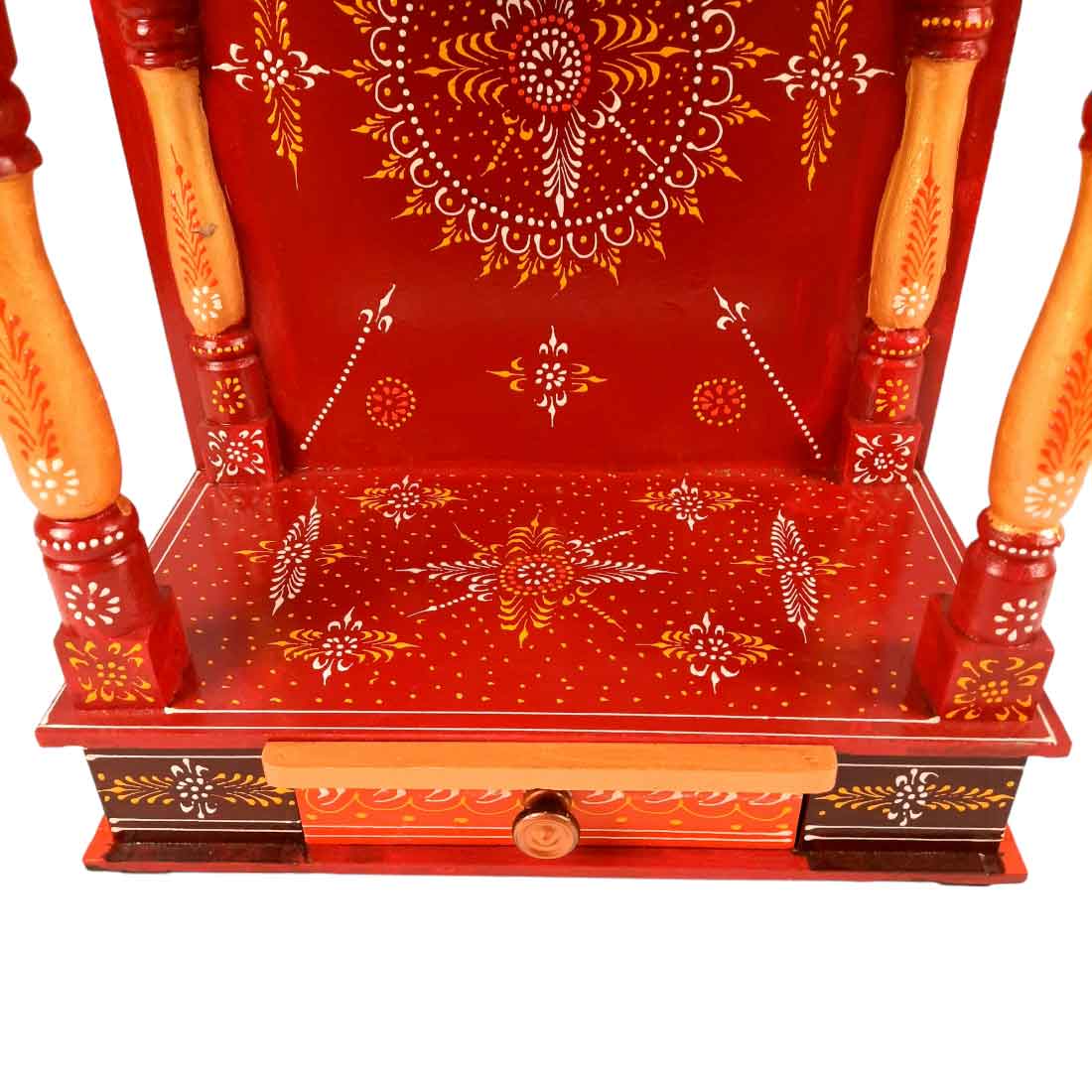 Pooja Mandir | Wooden Temple for Home Big Size -25 Inch - Apkamart #Color_Orange