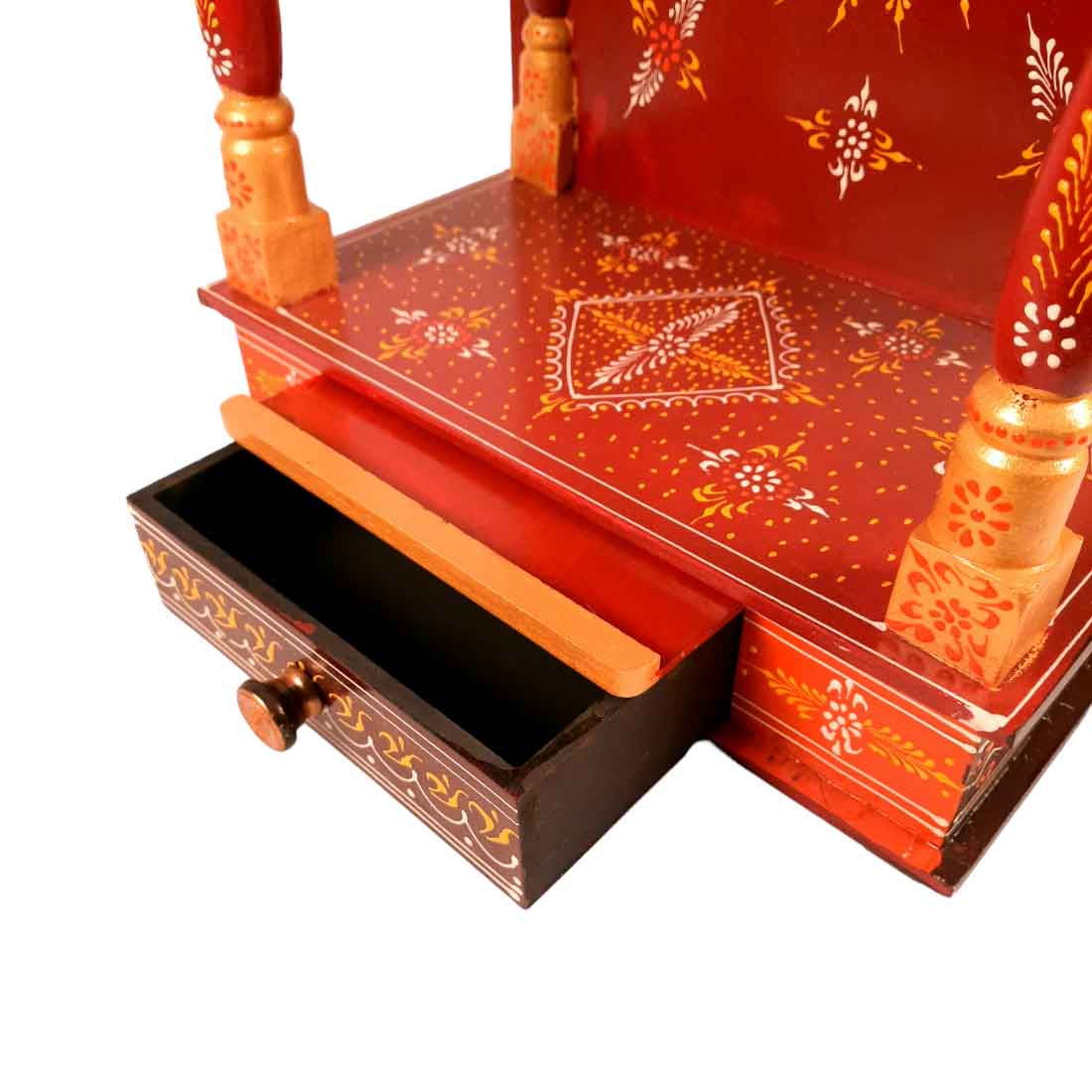 Pooja Mandir | Wooden Temple for Home Big Size -25 Inch - Apkamart #Color_Maroon