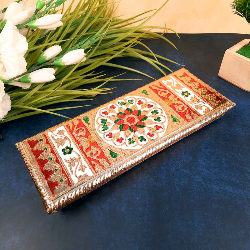 Pooja Chowki Bajot | Minakari Patla Set - For Pooja, Weddings & Festivals - 12 Inch - Apkamart