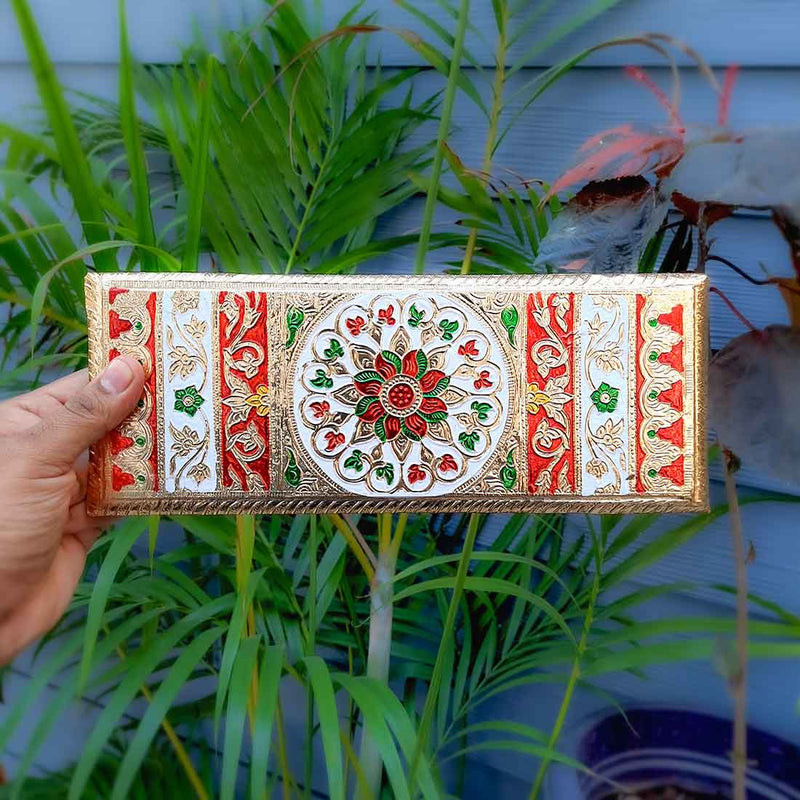 Pooja Chowki Bajot | Minakari Patla Set - For Pooja, Weddings & Festivals - 12 Inch - Apkamart