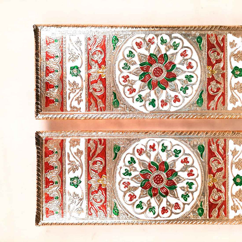 Pooja Chowki Bajot | Minakari Patla Set - For Pooja, Weddings & Festivals - 12 Inch - Apkamart