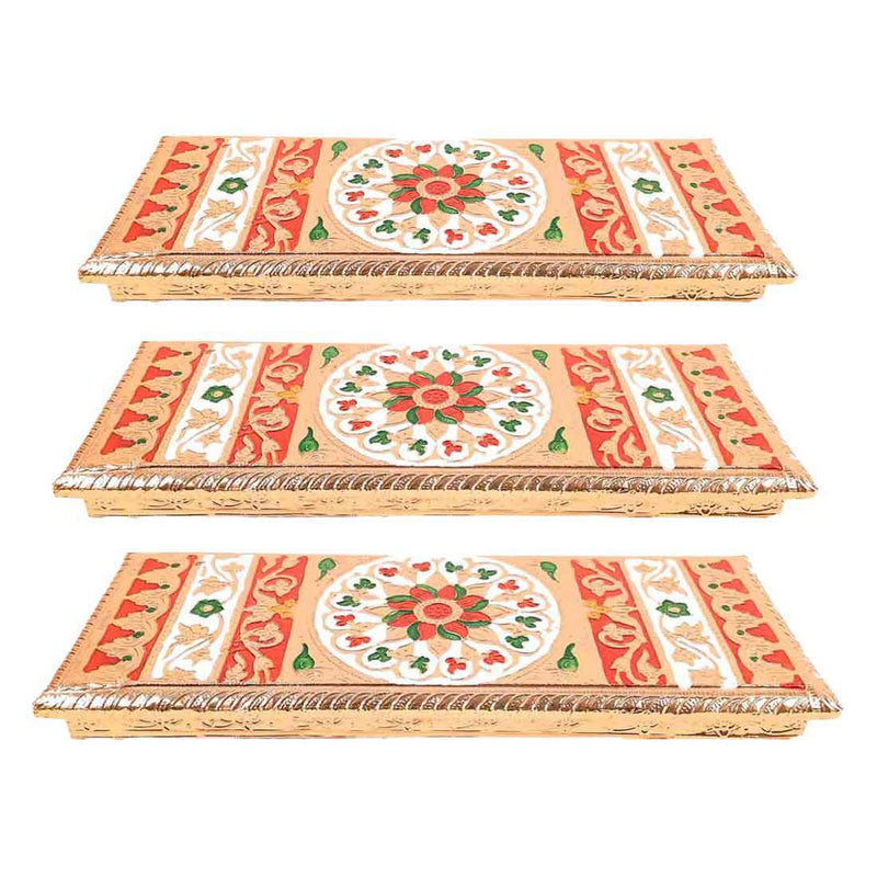 Pooja Chowki Bajot | Minakari Patla Set - For Pooja, Weddings & Festivals - 12 Inch - Apkamart