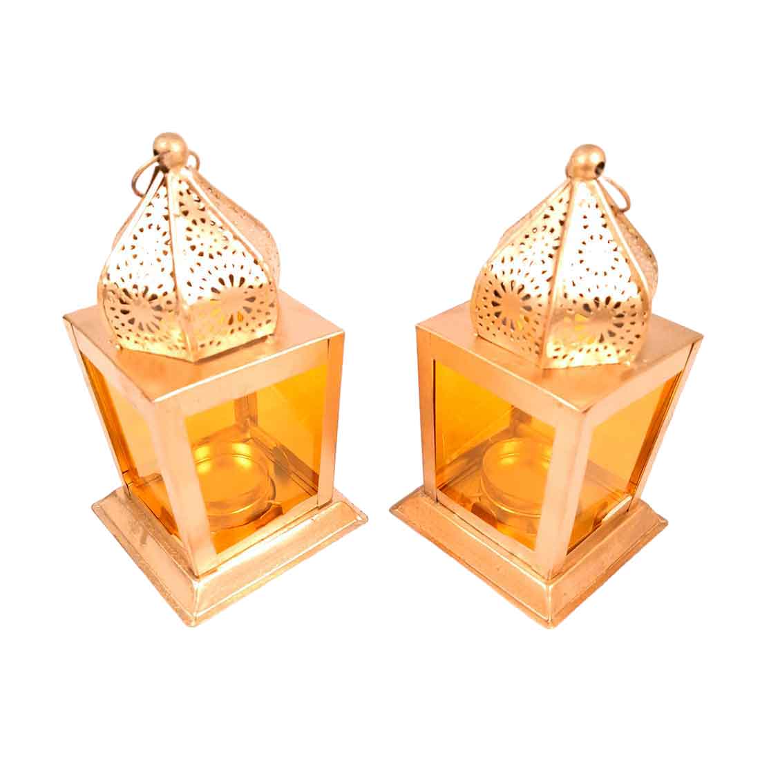Moroccan Lantern Candle Stand | Tea Light Holder - For Home, Living room Decor & Gifts - 7 Inch - Apkamart #Style_Pack of 2