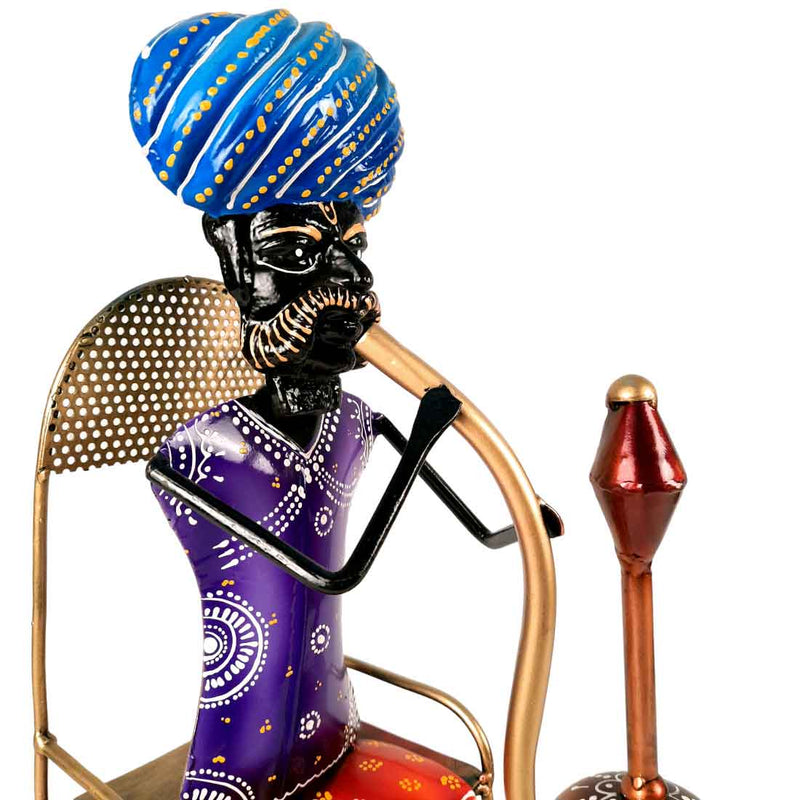 Village Man with Hukka Showpiece - Human Figurine - for Living Room -17 Inch