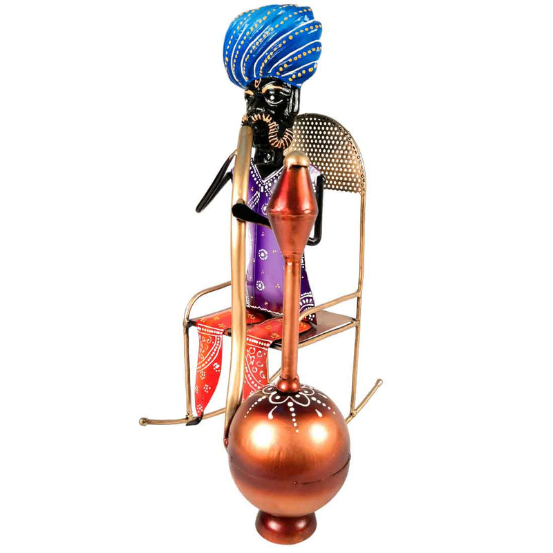 Village Man with Hukka Showpiece - Human Figurine - for Living Room -17 Inch