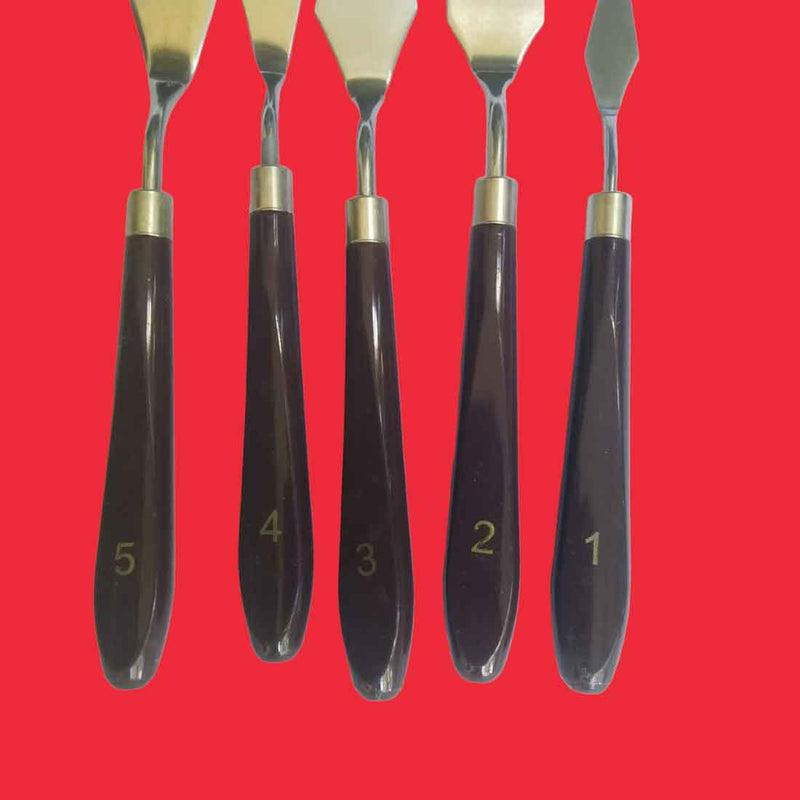 Palette Knives/ Painting Knives | Stainless Steel Scraper Spatula - Set of 5 - Apkamart