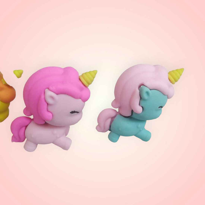 Colourful Unicorn Eraser Set - For Kids, Birthday Return Gift (Pack of 12)