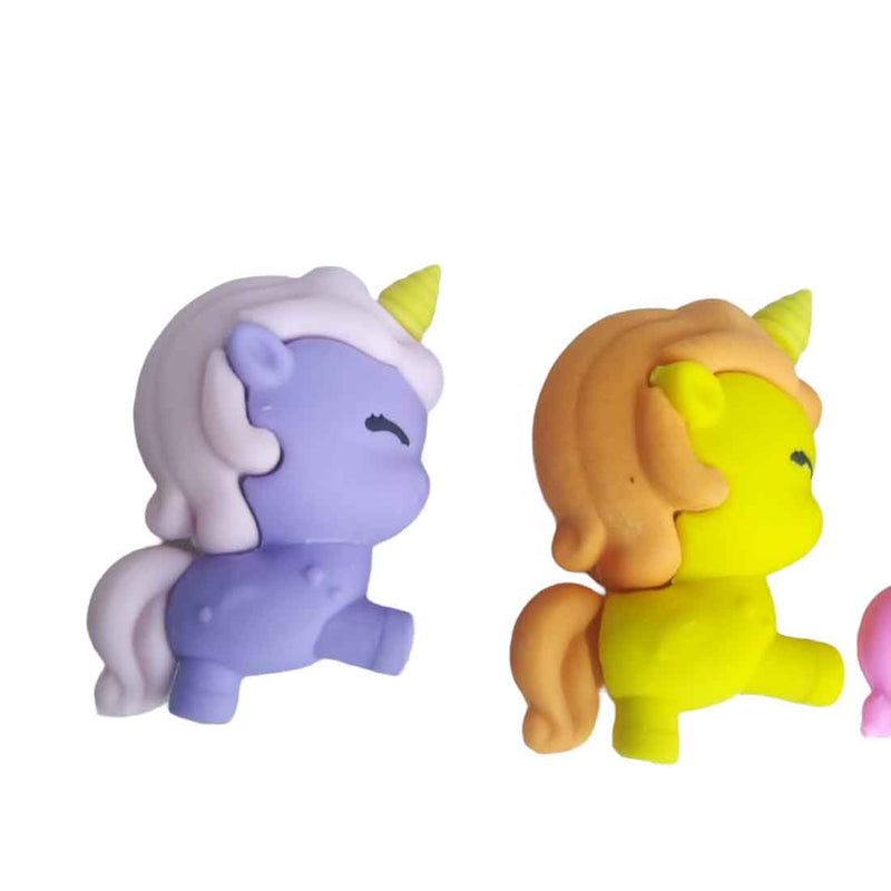Colourful Unicorn Eraser Set - For Kids, Birthday Return Gift (Pack of 12)