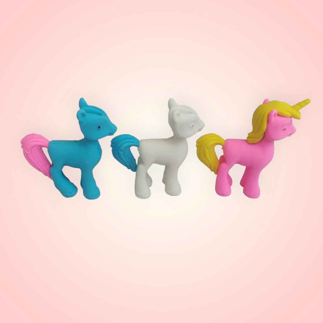Unicorn Shape 3D Pencil Eraser - For Kids, Birthday Return Gift (Pack of 12)