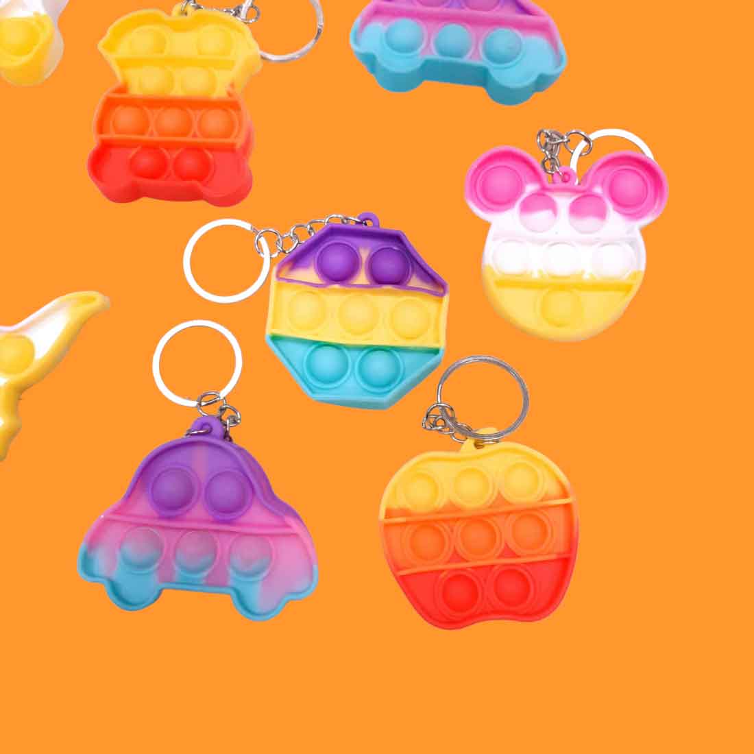 Pop It Keychains | Push Pop Bubble Popping Toy in Assorted Colour & Designs - For Kids, Gifts & Return Gifts - Apkamart