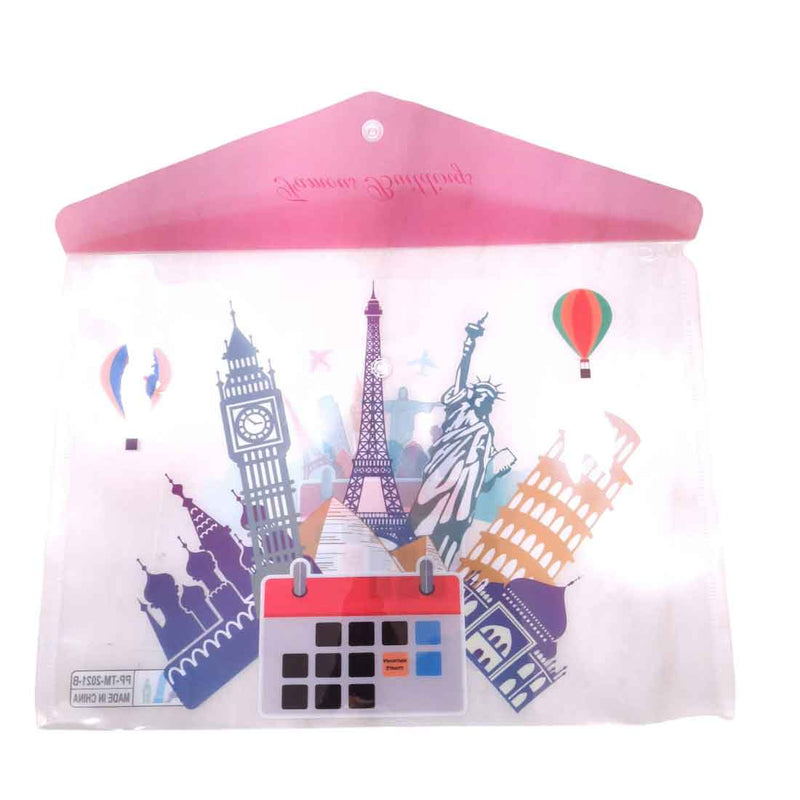 Kids Document File Button Folders A4 Size- Assorted Colors and Designs (Pack of 6)) - Apkamart