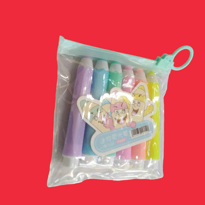 Pencil Shaped Colorful Highlighter – For Kids | Gifts & Return Gifts | Assorted Design & Colors (Pack of 6 & Pack of 12) - Apkamart