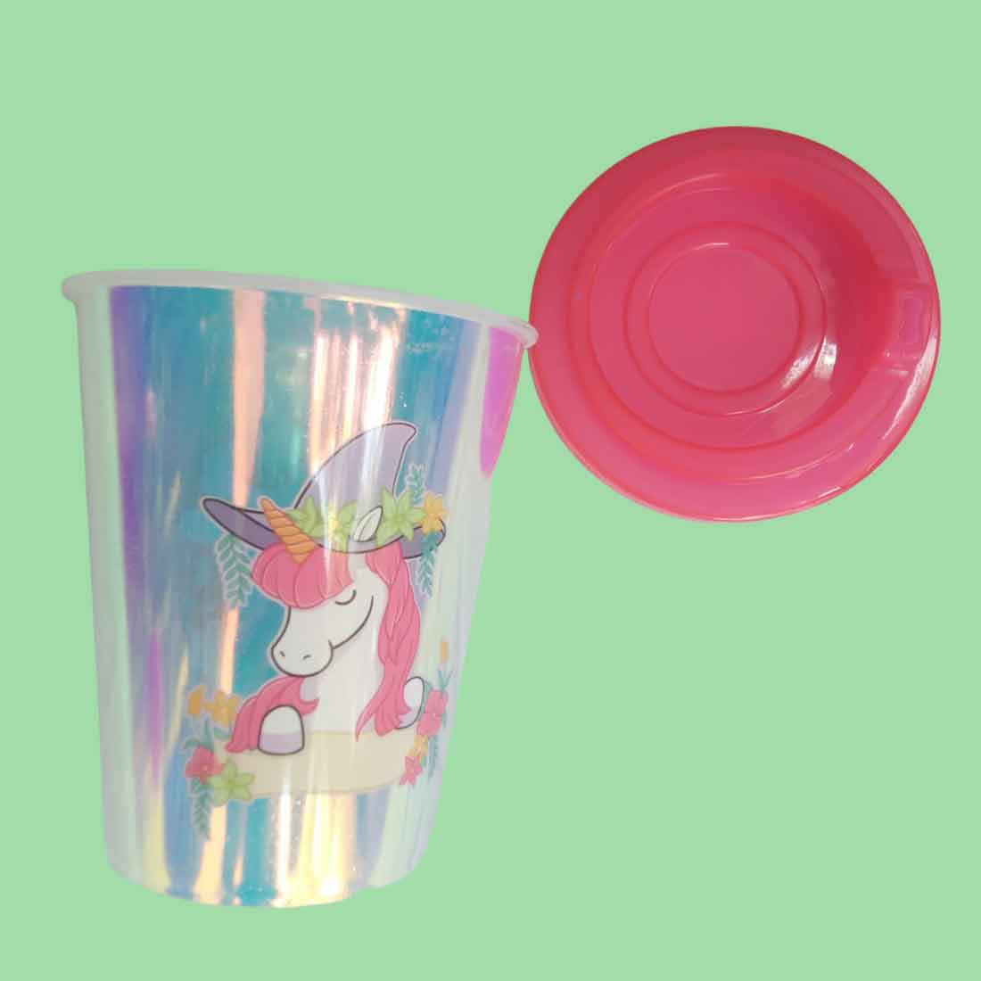 Holographic Unicorn design Sipper Bottler with Straw - For Kids Birthday Gift & Return Gift (Pack of 4) - Apkamart