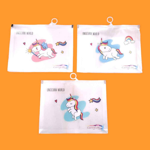 Unicorn A5 Zip Folder for Documents Return Gift | Small Zip Folder for Kids (Pack of 3)