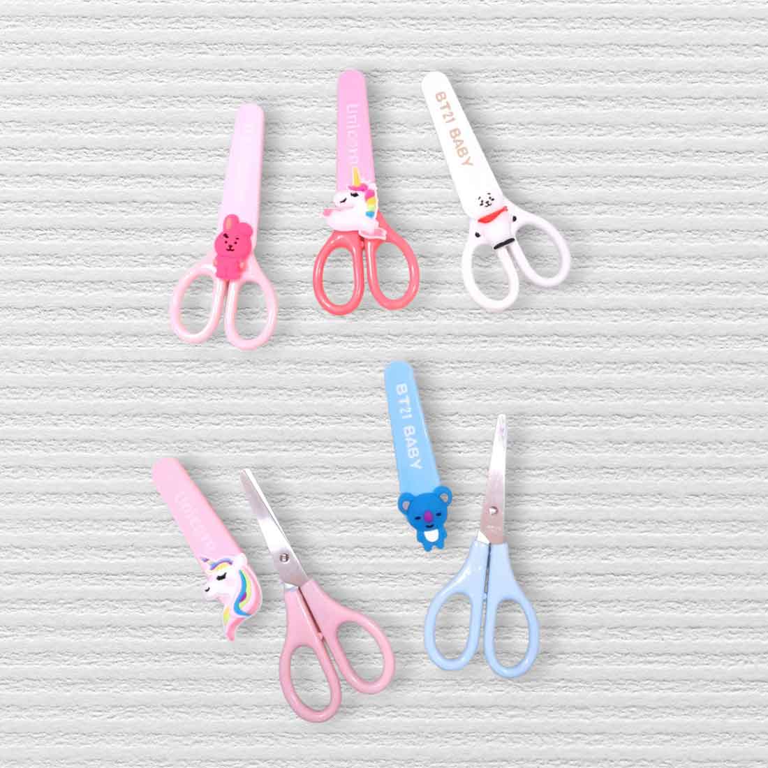 Unicorn Scissors with Cover | Kids-Friendly Craft Scissors in Assorted Colors – for School, Art and Craft (Pack of 3)