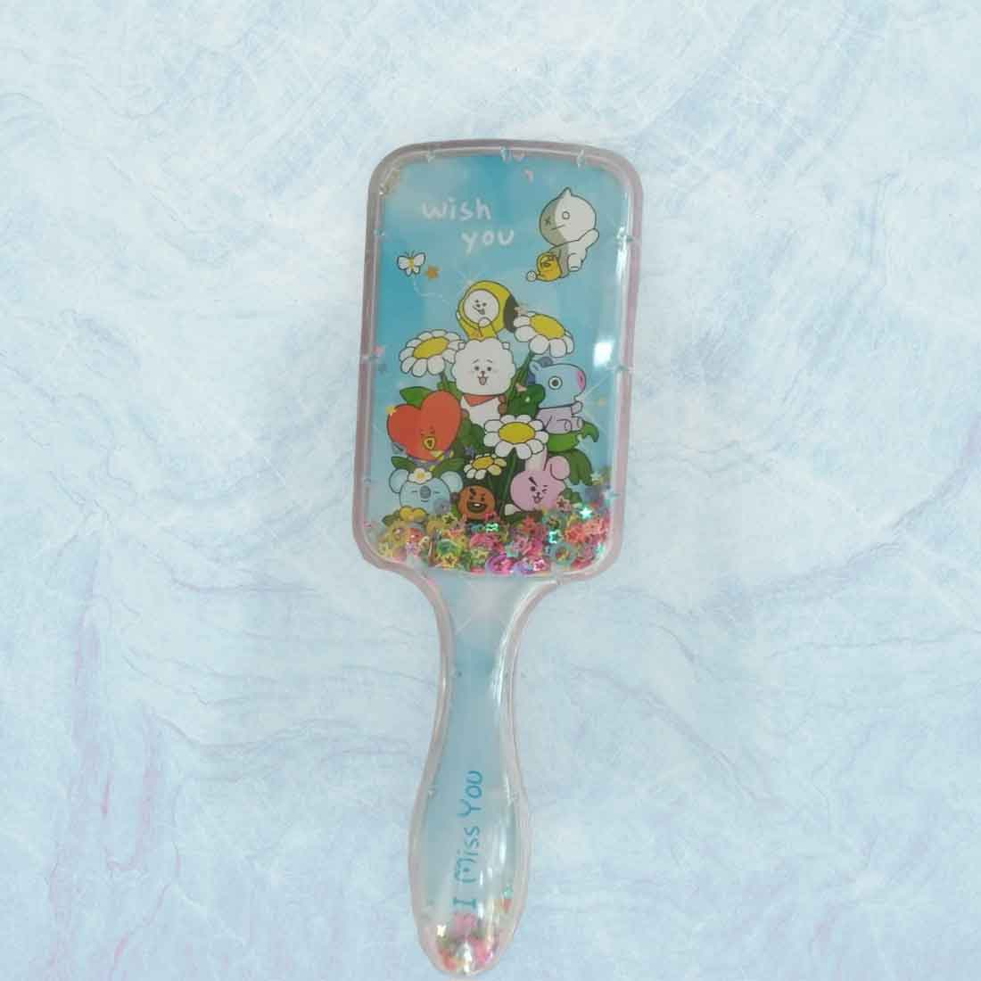 Cute Cartoon Glittery HairBrush – For Kids | Gifts & Return Gifts | Assorted Colors and Design (Pack of 2) - Apkamart