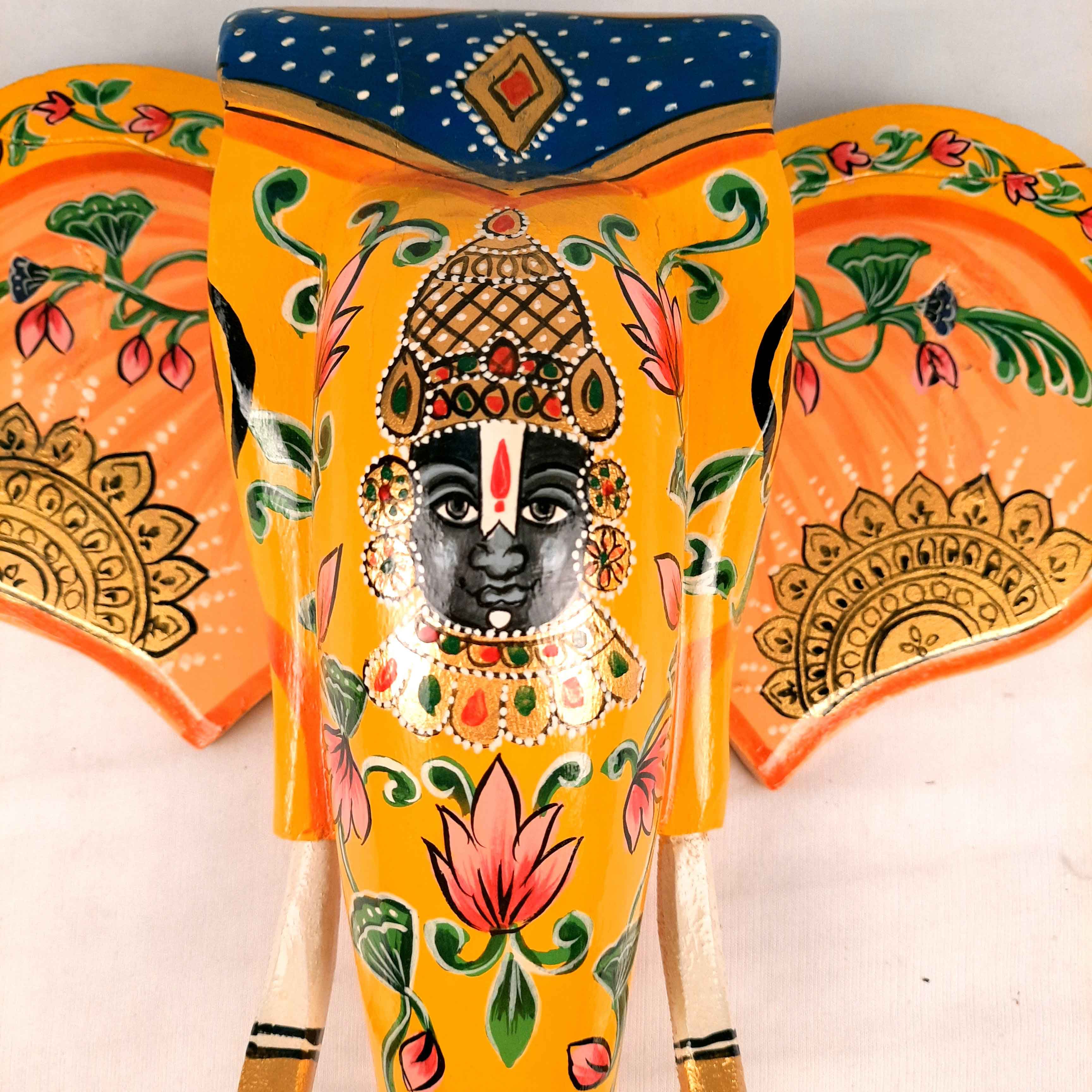 Elephant Head Wall Decor With Balaji face - Wall Art for Living Room - 14 Inch - Apkamart