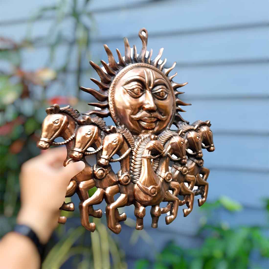 Sun with 7 Running Horses Wall Hanging - For Vastu, Home, Office Decor & Gifts - 17 Inch - Apkamart
