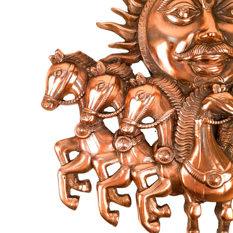 Sun with 7 Running Horses Wall Hanging - For Vastu, Home, Office Decor & Gifts - 17 Inch - Apkamart
