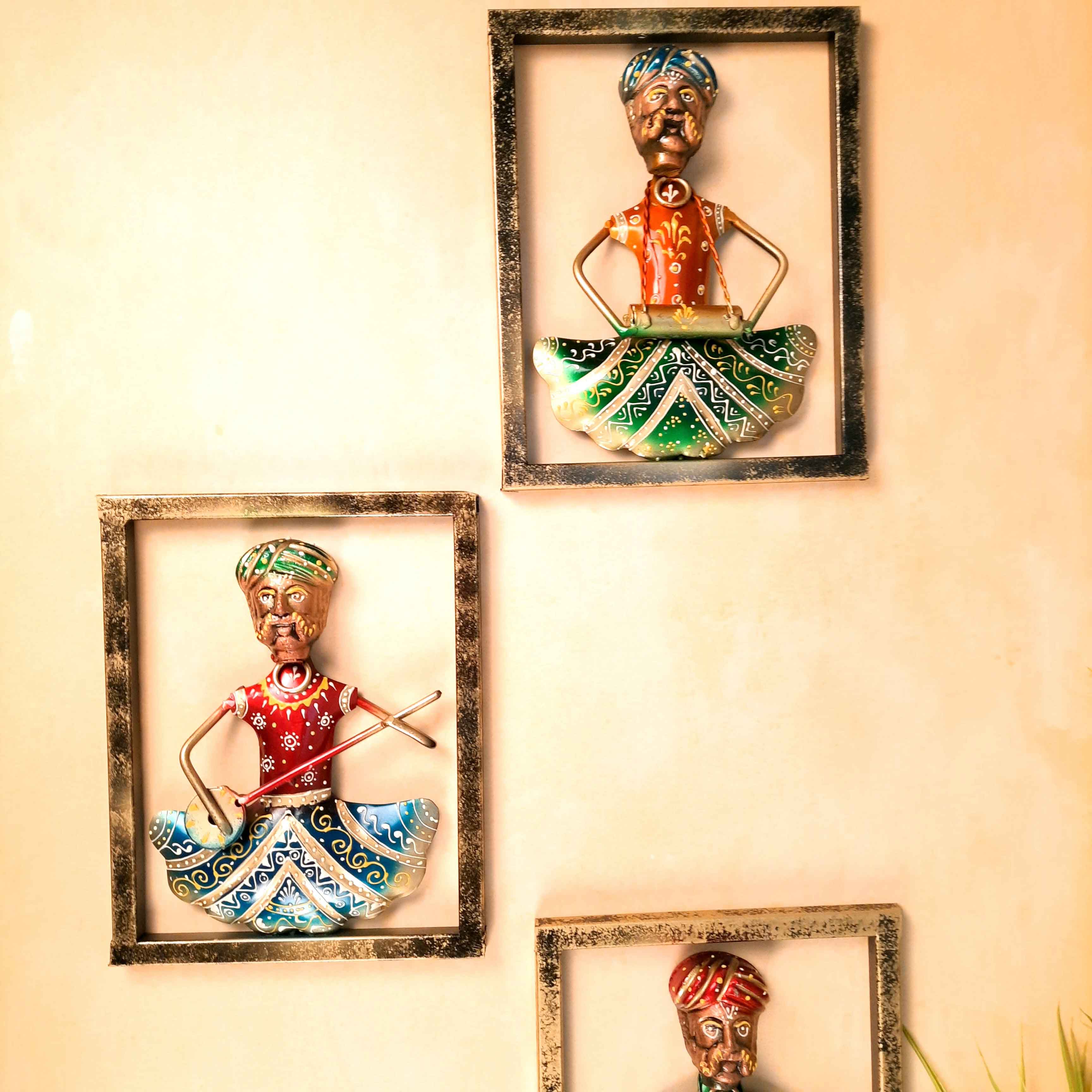 Musician Wall Hanging - Set of 3 | Traditional Wall Decor - For Home, Living Room & Gifts - 9 Inch - Apkamart