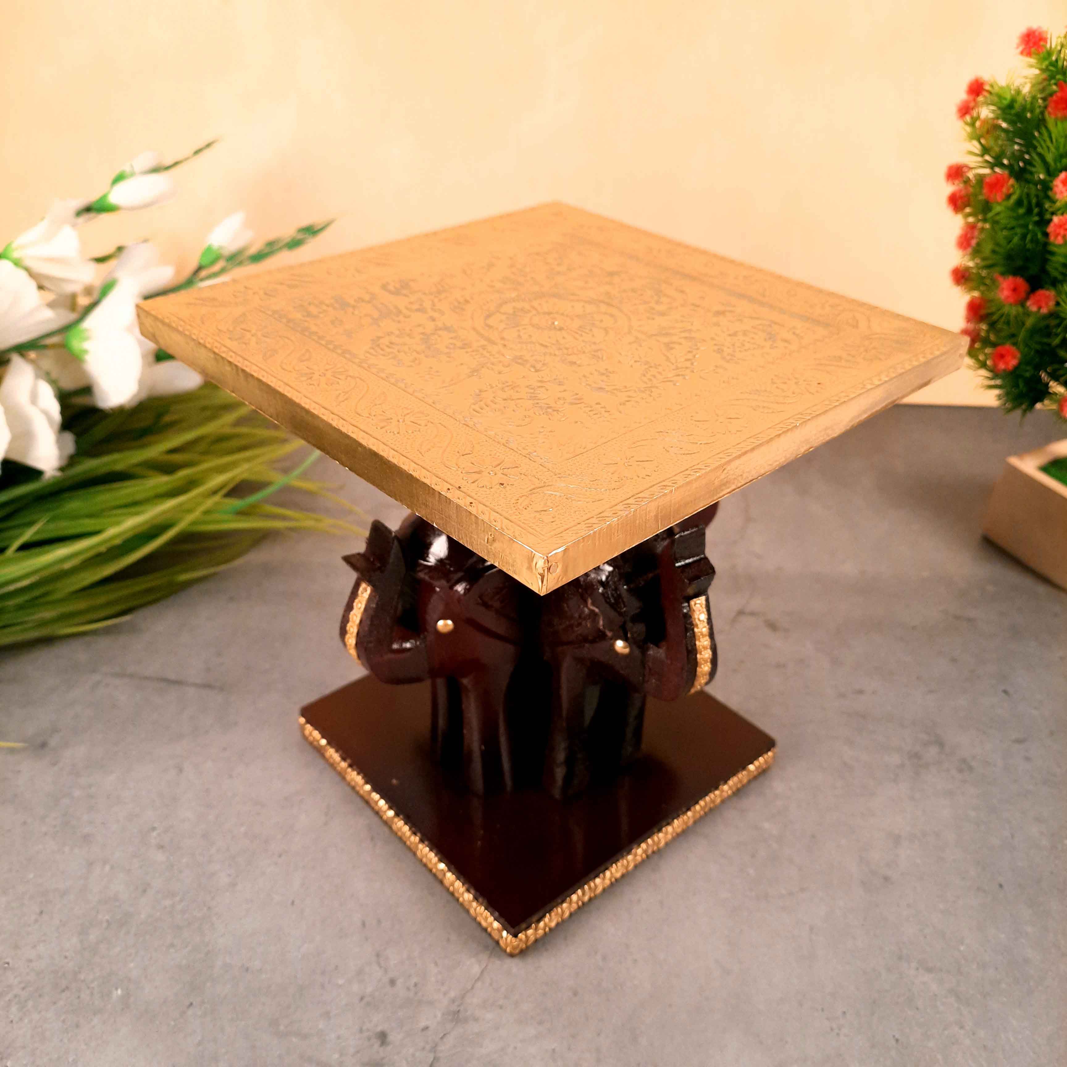 Elephant Cake Stand | Elephant Small Table Showpiece - For Home Decor & Gifts - 8 Inch - Apkamart