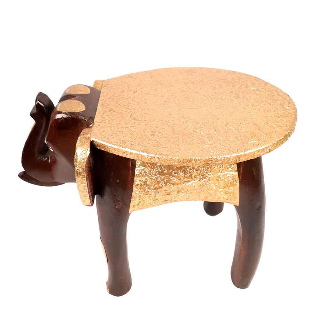 Elephant Design Brass Corner Table | Bed Side Table for Small Spaces - 12 Inch- Apkamart