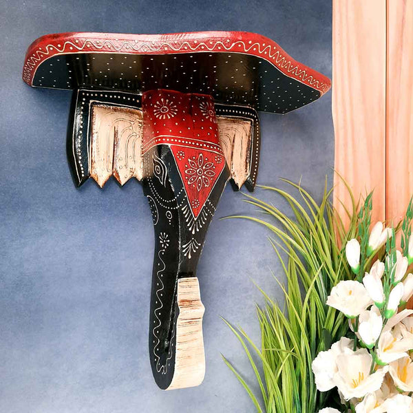 Wall Bracket Black - Elephant Design - For Living Room Interior Decoration - 15 Inch- Apkamart