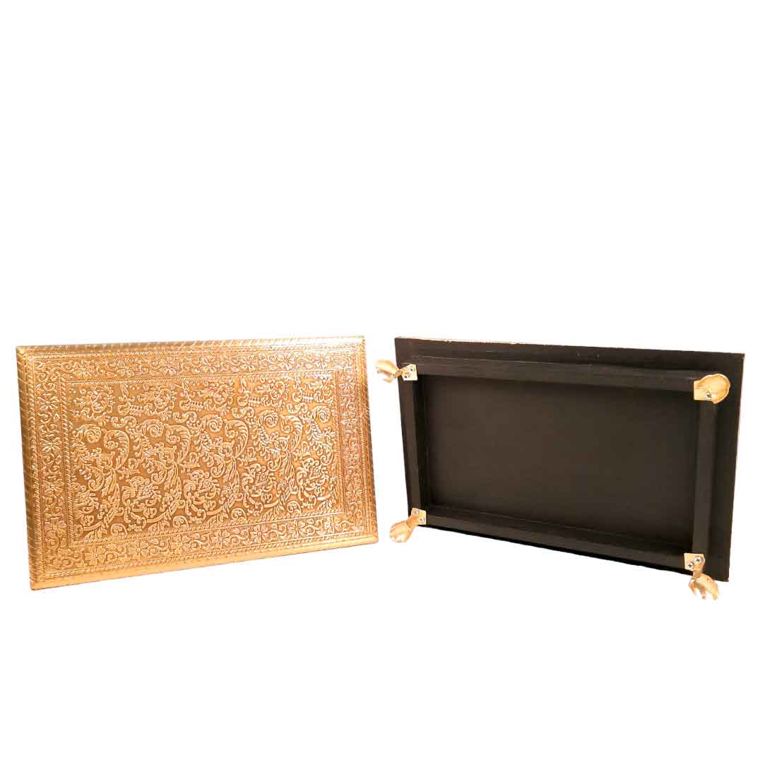 Wooden Brass Patla | (8X10) Golden-Apkamart #Style_Pack of 2