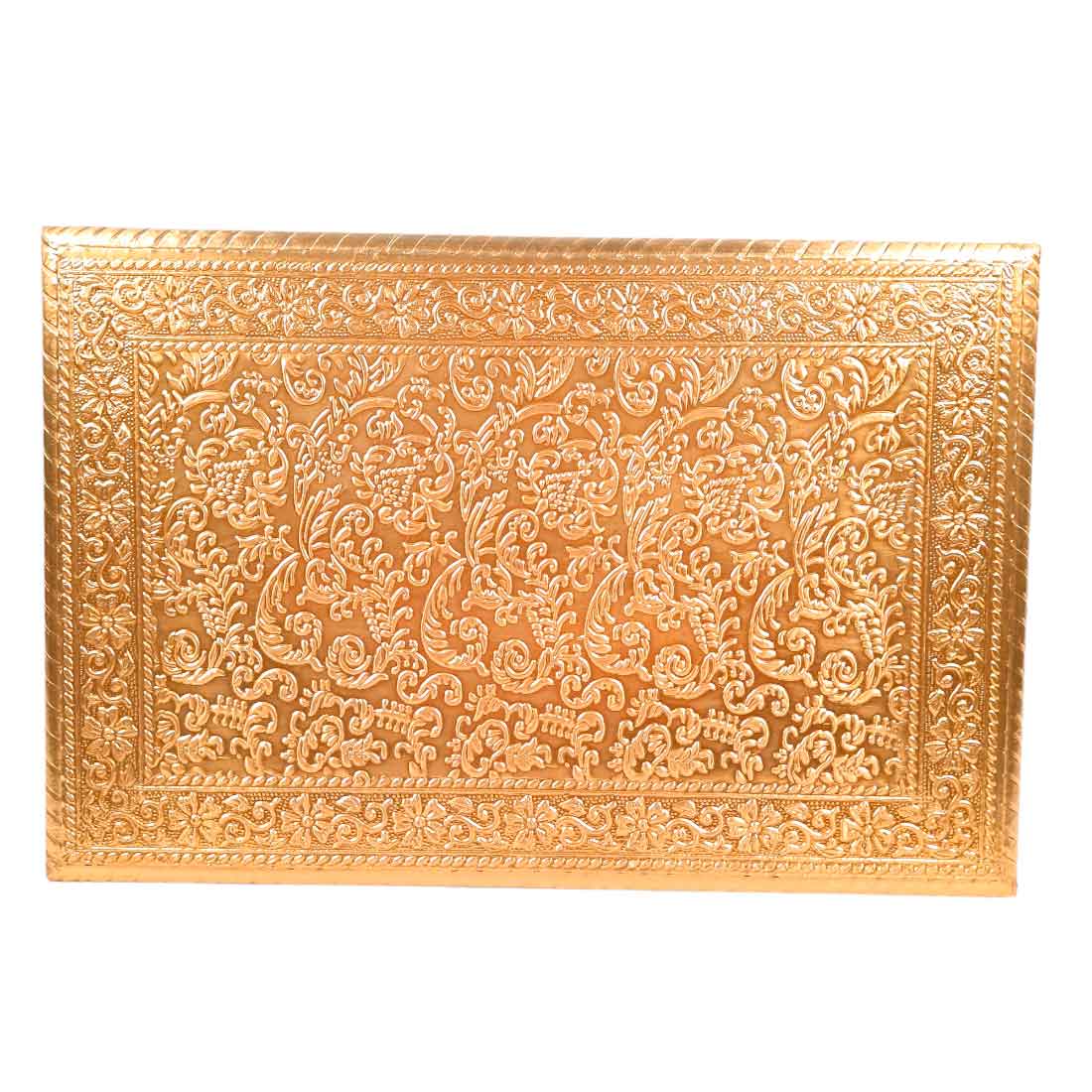 Wooden Brass Patla | (8X10) Golden-Apkamart #Style_Pack of 1