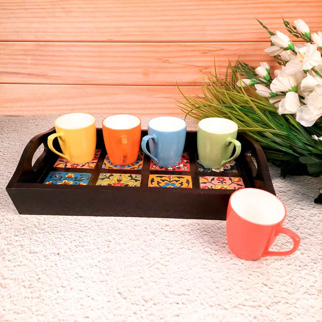 Wooden Serving Tray | Tile Tray - 15 Inch- Apkamart