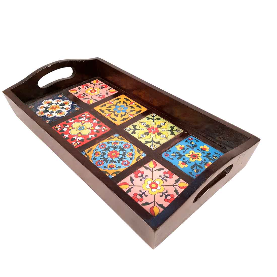 Wooden Serving Tray | Tile Tray - 15 Inch- Apkamart