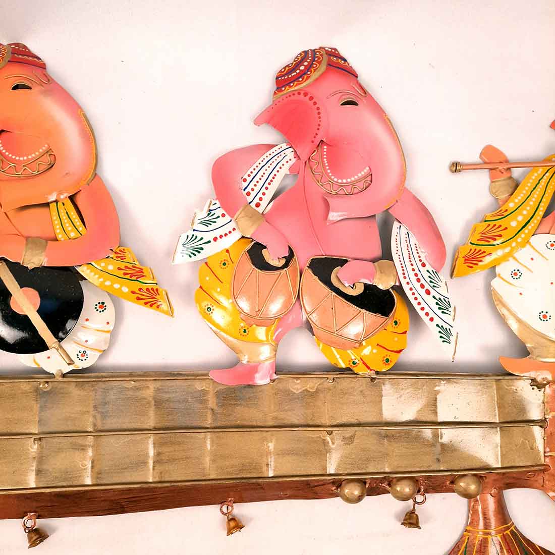 Ganesh on Veena Wall Hanging - For Living Room Interior Decoration - 18 inch- Apkamart