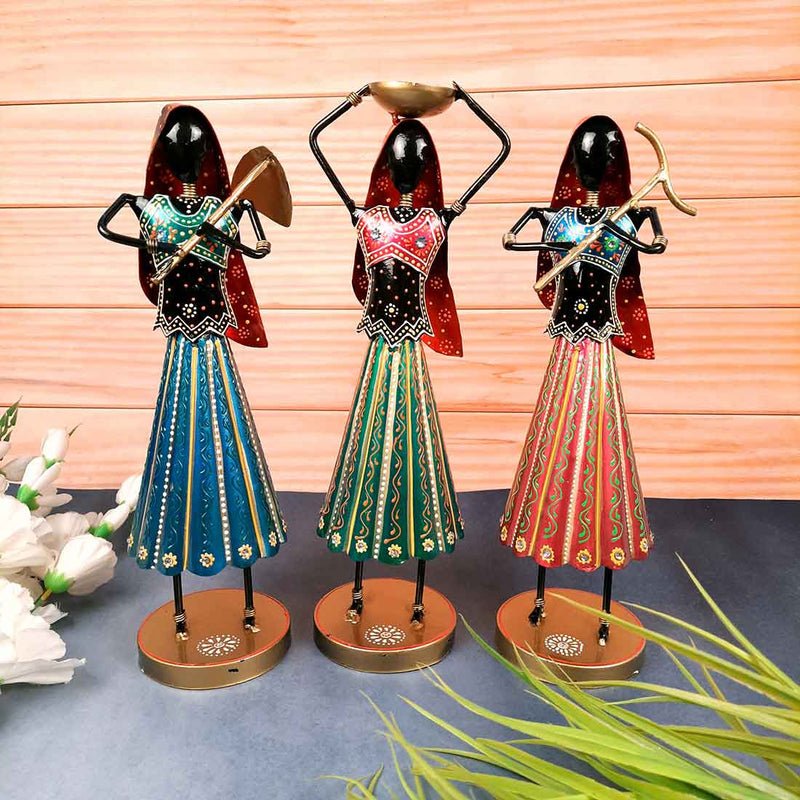 Worker Lady Showpiece - Female Figurines - for Side Table Decoration - 14 Inch- Apkamart
