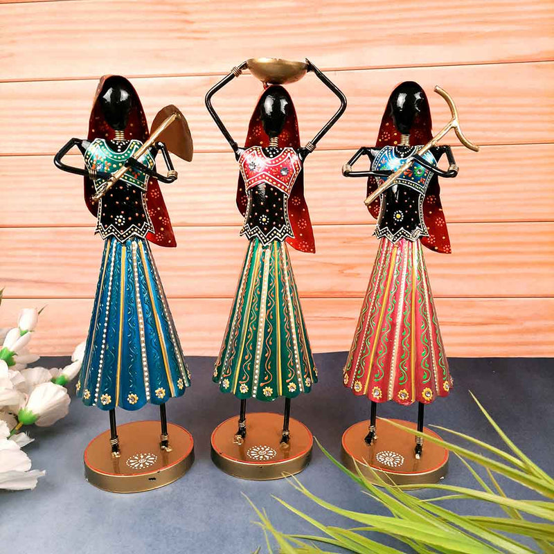 Worker Lady Showpiece - Female Figurines - for Side Table Decoration - 14 Inch- Apkamart